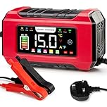 15-Amp Car Battery Charger 12V/24V, Aptliton Intelligent Car Battery Charger with 9-Stage Charging, LCD Display For Car, Truck, Motorbike, Boat - Compatible with Lead-Acid, AGM, EFB, LiFePO4 Batteries