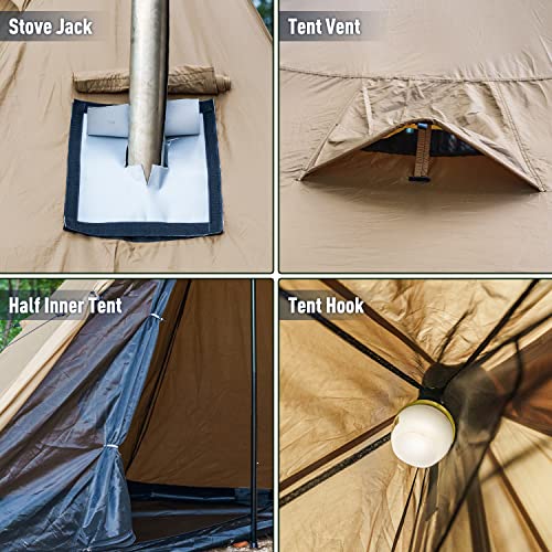 FIREHIKING Carpa Teepee para 2-4 personas con horno miniatura 3