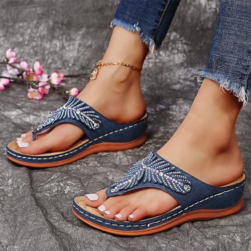 Womens Orthopedic Sandals Casual Clip Toe Flip Flops with Arch Support Breathable Dressy Wedge Sandals Shoes4