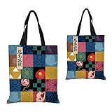 [ZimyFuntoy] 鬼滅の刃 トートバッグ キャンバス 38×35cm 大容量 A4横置き収納 ショッピングバッグ 通勤 通学 学生 おしゃれ 男女兼用 ギフト
