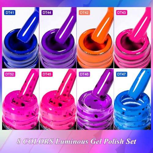 Set 8 piezas esmaltes de gel neón brillan en la oscuridad miniatura 5