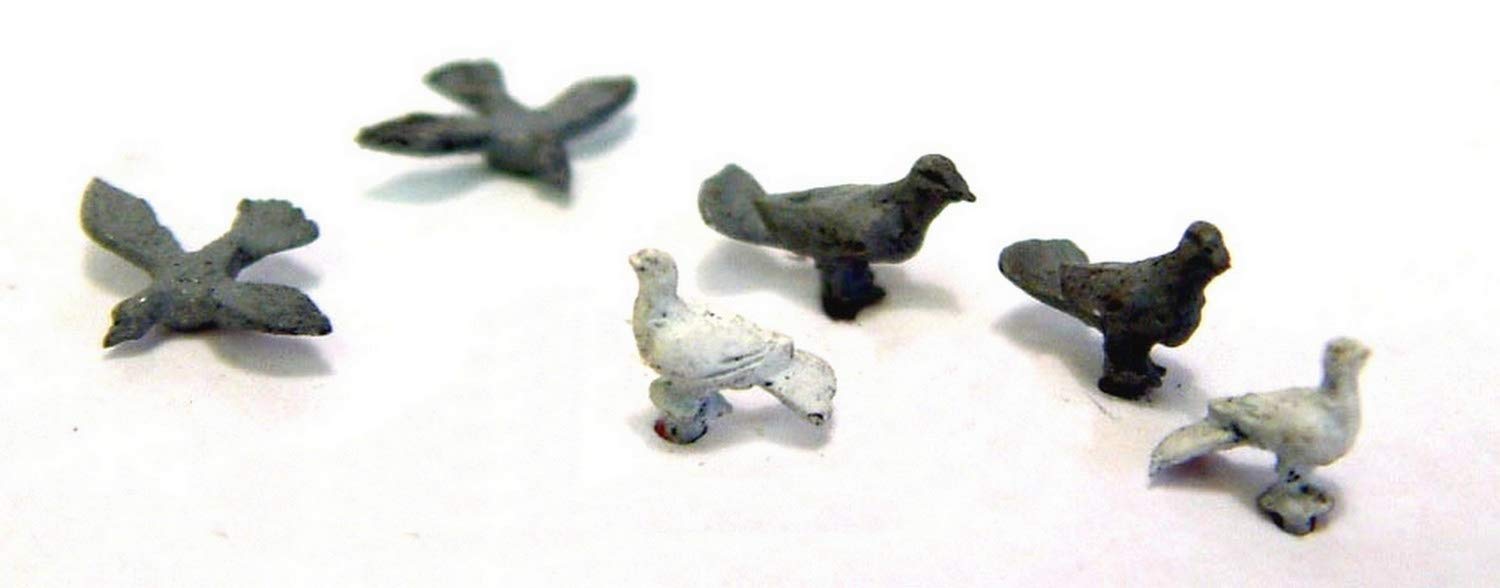 Langley Models Birds 6 Doves + Pigeons OO Scale Metal Model PAINTED F148p