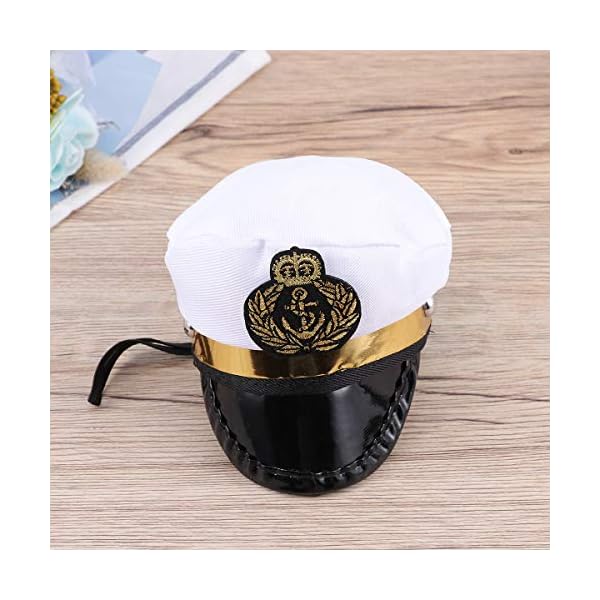Amosfun pet captain's hat sailors sea captain white captain hat dog cat puppy sailor halloween cosplay costume hat 5. 3 inch - image 8