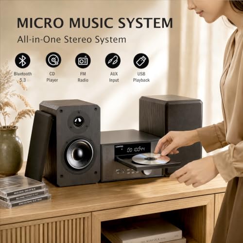 Image of Home CD Stereo Shelf System,100W Hi-Fi Bookshelf Speskers System