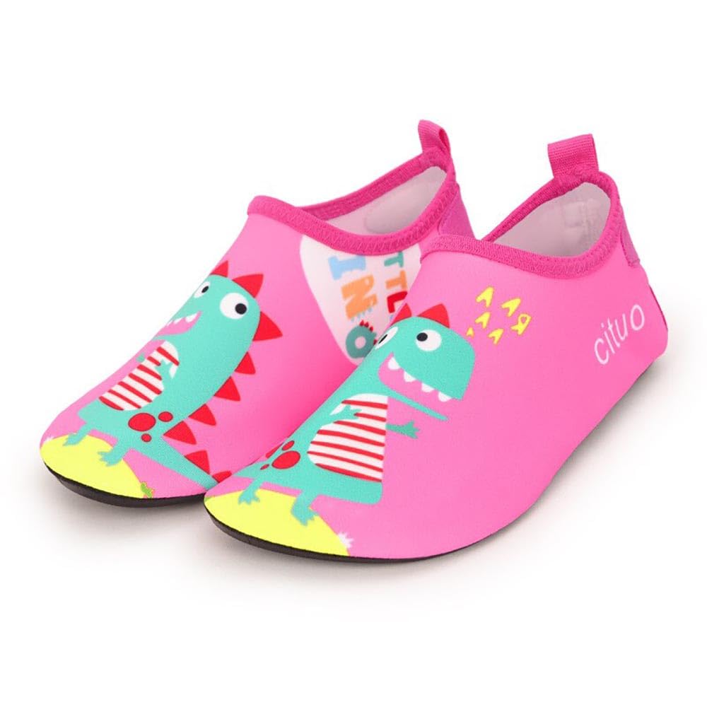 Little Surprise Box Pink Dino Non- Slip, Quick Dry Beach Shoes for Kids