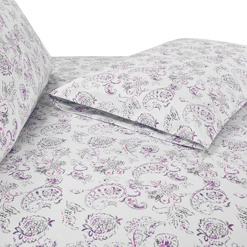 Elegant Comfort Luxury Soft Bed Sheets Paisley Pattern - 1500 Premium Hotel Quality Microfiber Softness Wrinkle and Fade Resistant (4-Piece) Bedding Set, Twin/Twin XL, Paisley Purple