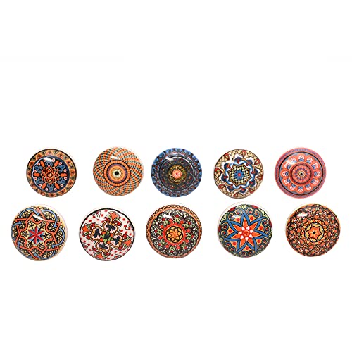 Image of Vintage Ceramic Knobs for Kids and Kitchen Cupboards, Drawers, Wardrobes, PC Cabinets, Almirahs, Dressers, Decorative Pull Handles for Dressing Table and Home Decor - Set of 10, Joy