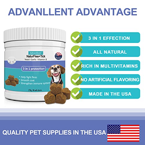 Advanllent Flea & Tick Prevention Supplement - Natural & Functional Flea Treatment For Dogs Soft Chew - Help With Dog Flea And Tick Treatment, Coat Smooth, Immune Health - 90 Count Flea Chewables #TOP3