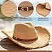 Adjustable Straw Cowboy Hat for Men Women, Western Cowgirl Hat Large Shapeable Wide Brim Sun Hat with Detachable Chin Strap
