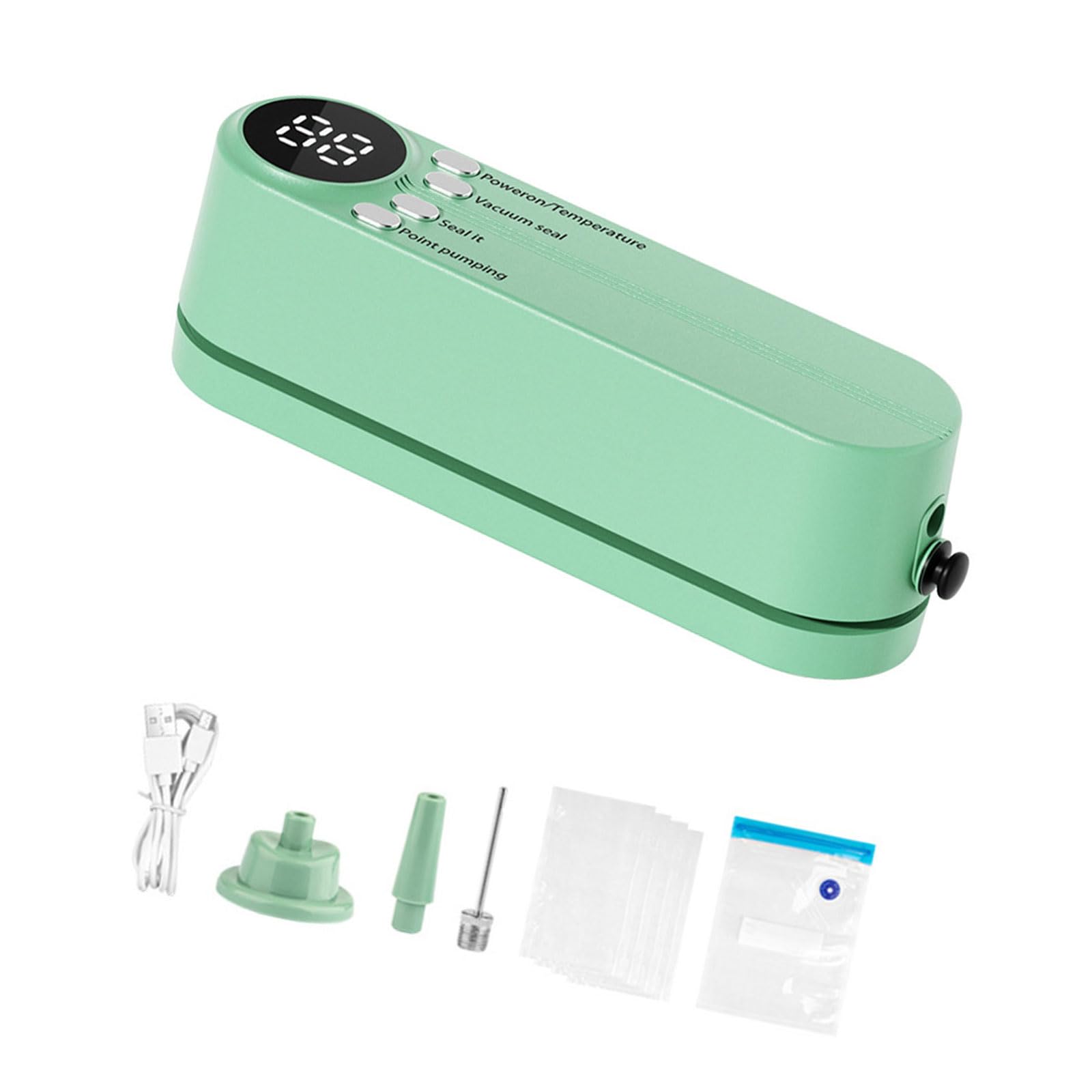 Uqezagpa Green Practical Vacuum Sealer Automatic Portable Machine Texture For Dry Wet Double Use Compact Home Kitchen Gadget Dense Food Defender