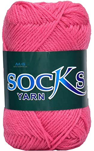 Image of M.G ENTERPRISE Premium Socks high Strength Nylon Yarn Suitable for Socks, Accessories, and Home Decor. 300 gm Rose, Suitable for Both Crocheting & Knitting. CJAB