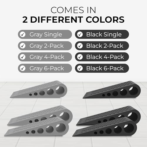 Image of Door Stoppers for Bottom of Door Premium Floor Rubber Door Stop Wedge Made in USA Heavy Duty Honeycomb Design for Carpet, Tile, Ideal for Home, School, Commercial,Gray 3 Pack
