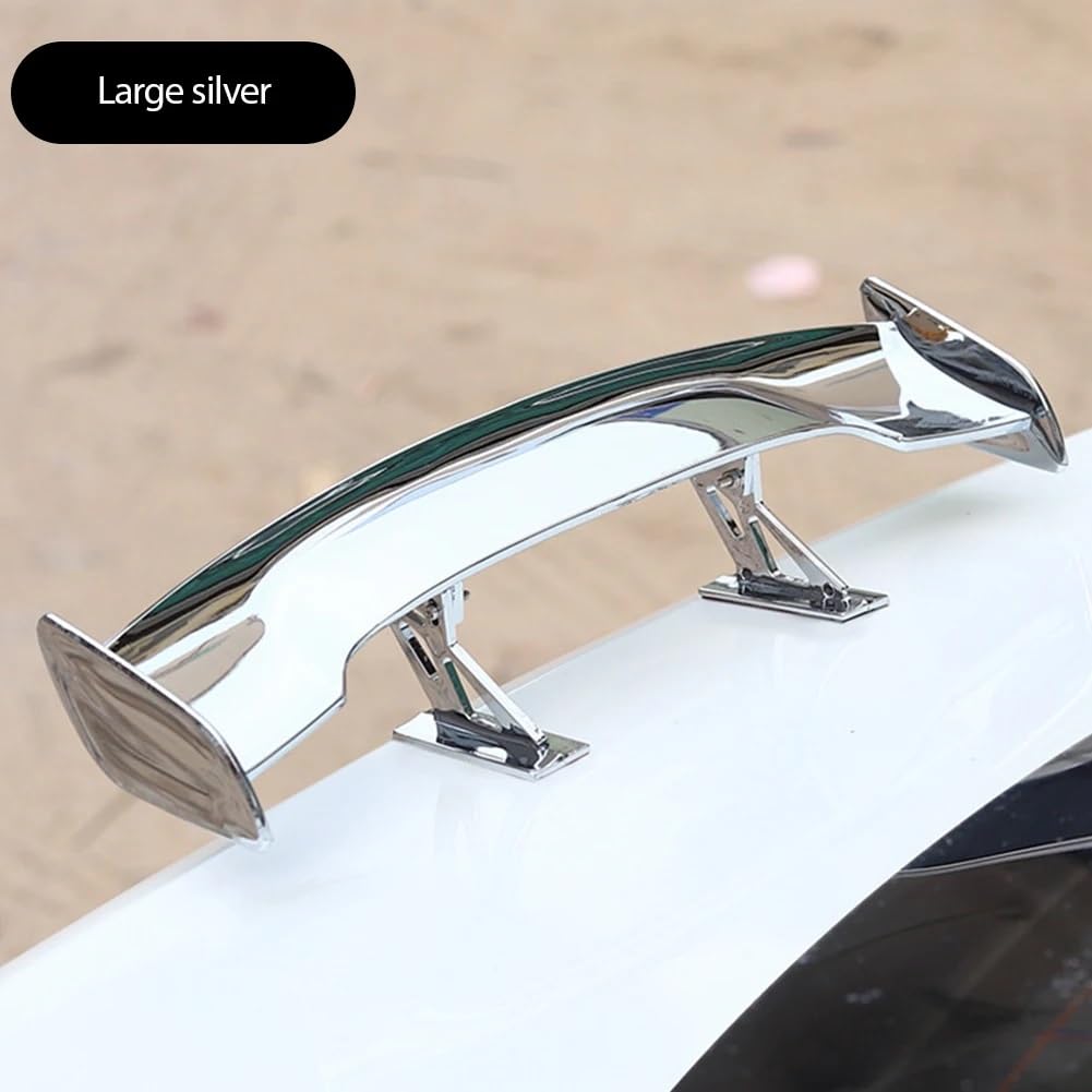 Spojler dachowy tylne skrzydło Spojler na tylne sk Tylny spoiler samochodu o wyglądzie węgla Mini skrzydła Mały model dekoracji Akcesoria samochodowe Winglet w stylu GT(Large silver)