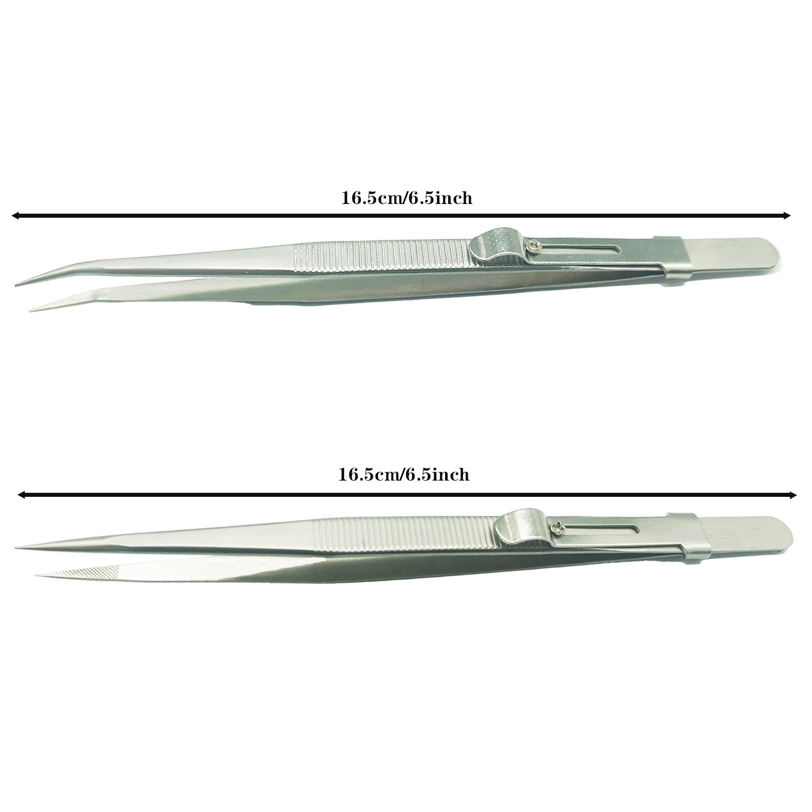 2PCS Precision Tweezers Set - Anti - Static Stainless Steel Tweezer, Model Hobby Making Tools, Upgraded Bent and Straight Flat Tip Tweezers for Gundam Scale Military Model, 3D Resin Parts,