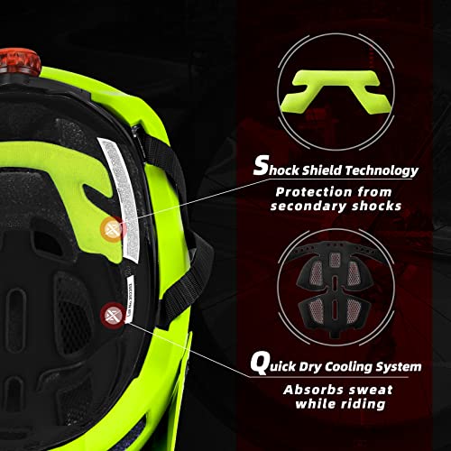 Extremus Aerolander Mountain Bike Helmet, Certified Bike Helmets For Adults Men Women, One-Piece Construction Road Cycling Helmet, Mtb Lightweight Bicycle Helmet With Visor & Safety Rear Light #TOP1