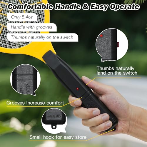 2er-Pack Elektro Fliegenklatsche, Elektrische Fliegenfalle, Mückenvernichter – Zapping-Schläger für drinnen und draußen zur Schädlingsbekämpfung – sicher zu berühren, mit 3-lagigem Sicherheitsnetz