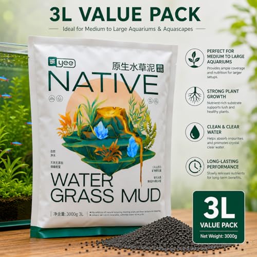 Image of VAYINATO 3L Native Aqua Soil for Planted Aquariums | Imported Premium Nutrient-Rich Aquarium Substrate for Aquatic Plants, Shrimp & Freshwater Fish | pH Buffering 6.0-7.0 | Low Dust, Long-Lasting