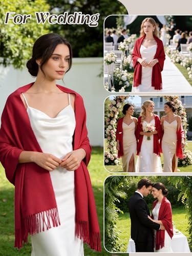 Image of Pashmina Scarf and Shawl - Soft Women Pashminas Wrap for Wedding Evening Party dresses
