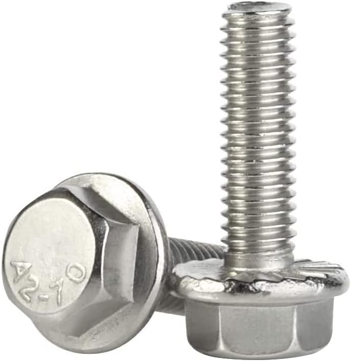 M6 x 25mm Flanged Hex Head Bolts Flange Hexagon Screws, Stainless Steel A2, DIN 6921, 25 PCS