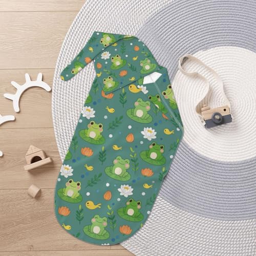 Image of Frog Swaddle Blanket with Hat for Baby, Frog Swaddling Baby Stuff