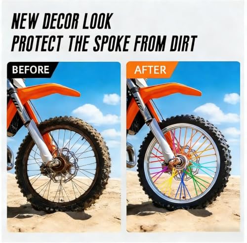 Image of Universal Bicycle Bike Spoke Covers 72Pcs Motorcycle Spoke Wraps, Dirt Bike Spoke Skin, Pipe Trim for 8 inch-21 inch Spoke Rims Spoke Covers Decoration Protector YZ50 YZ125 YZ250 (Colorful)
