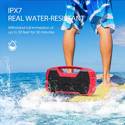 AOMAIS GO Bluetooth Speakers,Waterproof Portable Indoor/Outdoor 40W Wireless Stereo Pairing Booming Bass Speaker,40-Hour Playtime with 10000mAh Power Bank,Durable for Home Party,Camping-2020 New(Red)