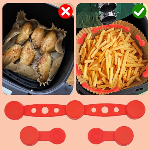 Magnetische Silikonverschlüsse für Heißluftfritteusen-Backpapier, hitzebeständige Halterungen zur Befestigung von Backfolien, 6er-Pack (Rot)