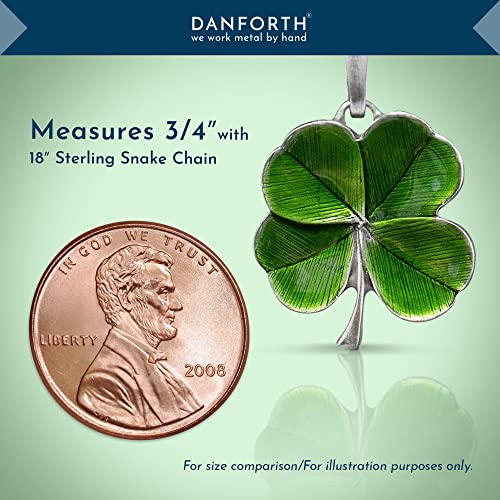 DANFORTH Four Leaf Clover/Shamrock Green Necklace, Handcast Pewter Pendant, 18 Inch Sterling Chain, Made In USA - Image 6