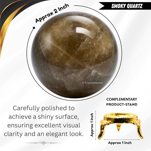 Image of Certified Smoky Quartz Crystal Ball for Meditation - Premium Crystal Vastu Items for Home and Feng Shui Items for Good Luck - Ideal for Pooja Supplies and Spiritual Practices (2 inch Inch)