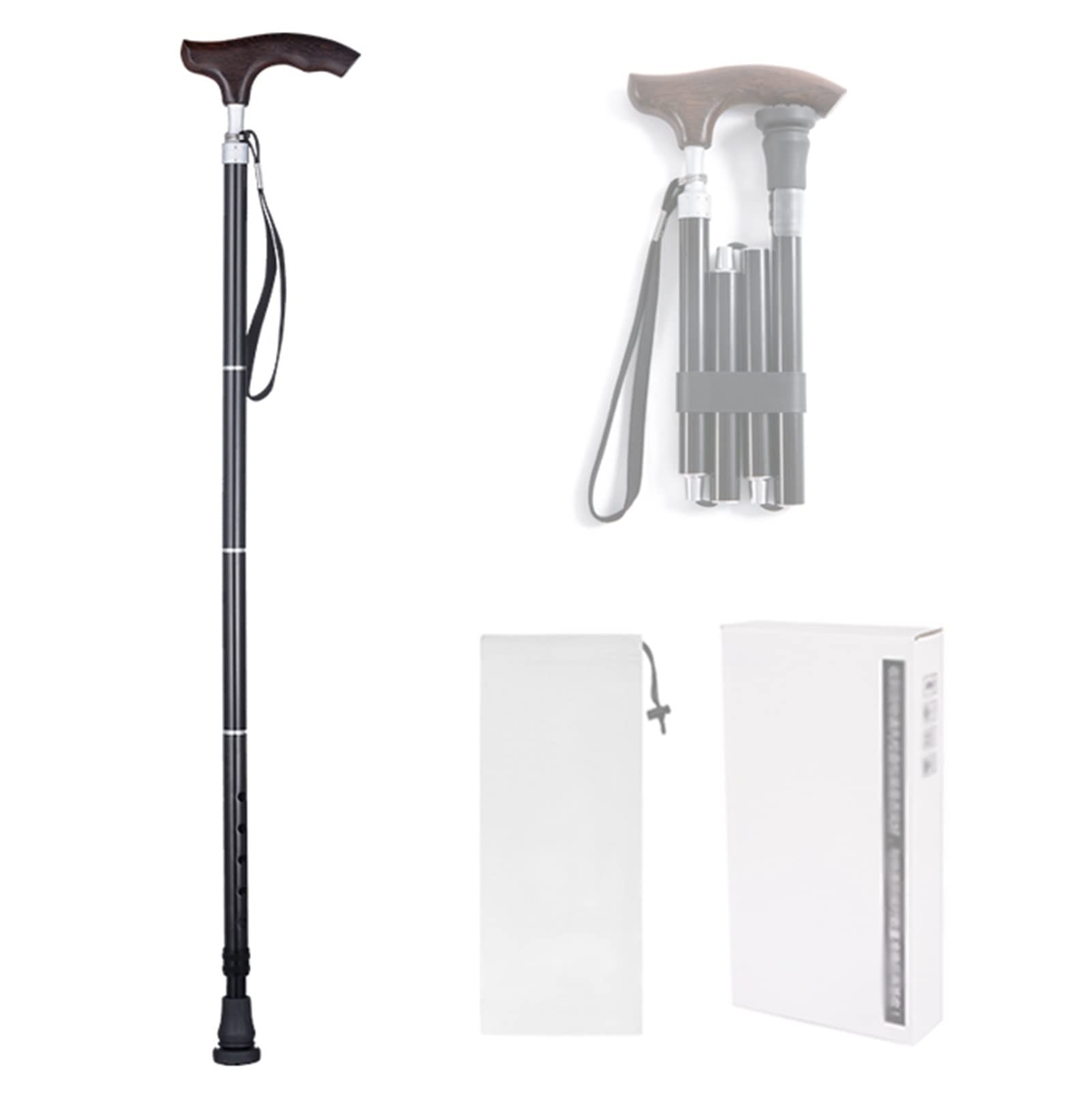 Ligeras Muleta Plegables para Hombres Mujeres,Regulables en Altura,Muleta de Codo Portátil con Agarres de Madera Ergonómicos y Construcción de Aluminio Fuerte(Soporta Hasta 200kg) ( Color : Zwart )