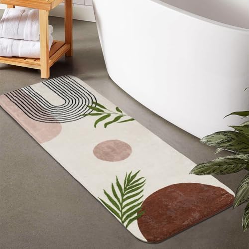 Boho Bathroom Runner Rug Non Slip, Large Long Bathroom Rug
