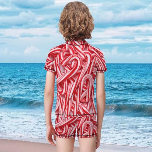 Peppermint Candy Canes ChristmasChildren's Swimsuits Boys Two Piece Suit8-10Y（130cm）2