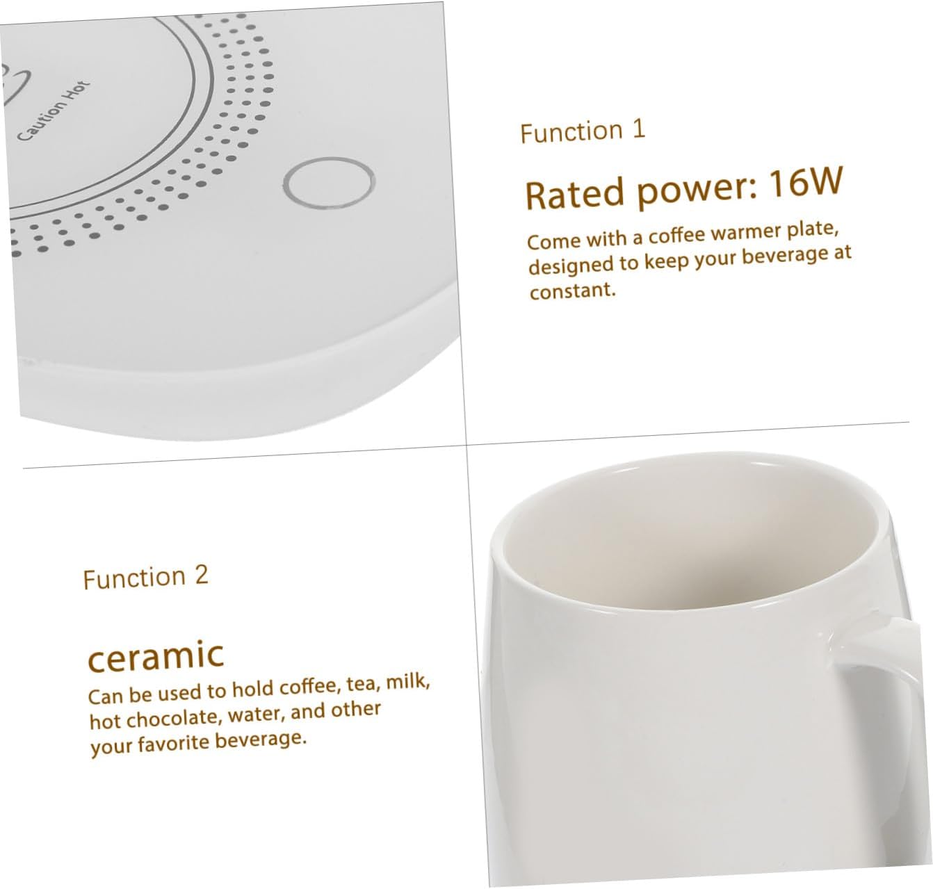 Milk Cup Warmer and Coffee Mug Warmer USB Thermostat 55℃ Electric Heating Mat for Home Desk Use with Gravity Sensor, Beige Milk Heater Set