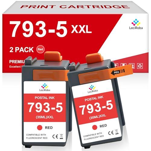 Image of LeciRoba 2-Pack Compatible 793-5 Fluorescent Red Postal Ink Cartridge