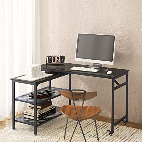 Soges Reversible L Shaped Desk, 360 Free Rotating Corner
