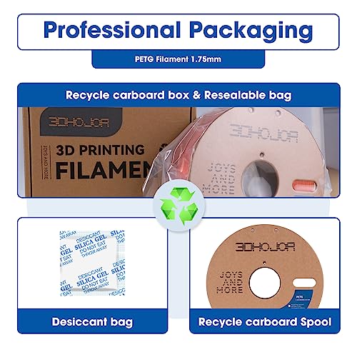Image of 3DHoJor PETG Filament 1.75mm, PETG 3D Printing Filament, 2.2 LBS (1KG) Cardboard Spool, Fit Most FDM 3D Printer, Orange