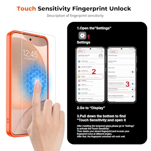 Image of SUPFINE Magnetic for Samsung Galaxy S24 Case / S25 Case with Screen Protector, (Built-in Magnets) (Military Grade Drop Protection) Slim Translucent Shockproof Phone Case,Orange