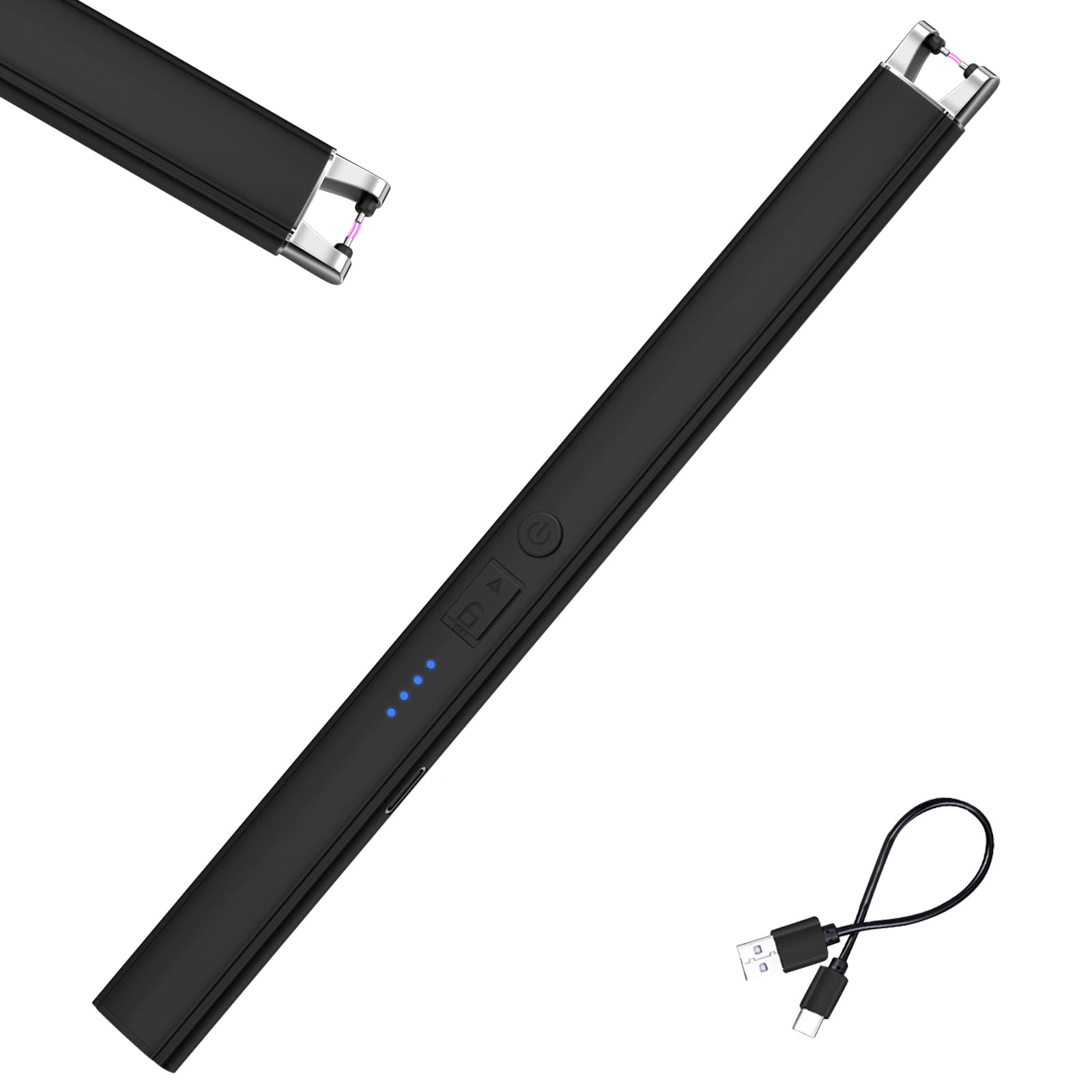 Gvolatee USB Rechargeable Electric Arc Lighter Candle Lighter (Black) | With LED Display and Safety Lock, for Kitchen, Candle, Barbecue, Fireplace, Gas Cooker, Flameless Windproof-image-27