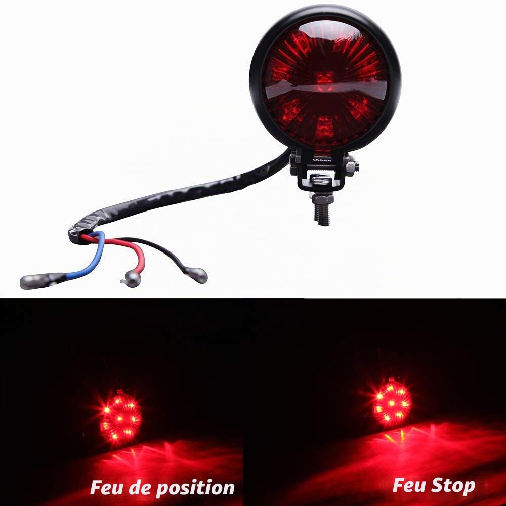 12V Moto Feux Arrière Feu Stop Rouge LED Frein Arrière Lampe pour Street Bike Chopper Bobber Cafe Racer Cruiser Custom.