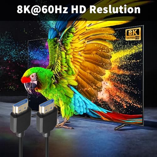 Danfetsoy 8K HDMI Câble enrouleur 3Ft- 6Ft, HDMI Câble en bobine mâle à mâle 48Gbps Supporte 8K@60Hz, 4K@120Hz adapté pour moniteur, ordinateur portable, PC, TV(1,8 m/qt)