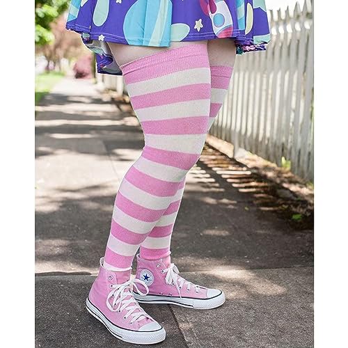 Image of DRESHOW Extra Long High Thigh Socks Striped Over Knee Thin Tights Long Stocking