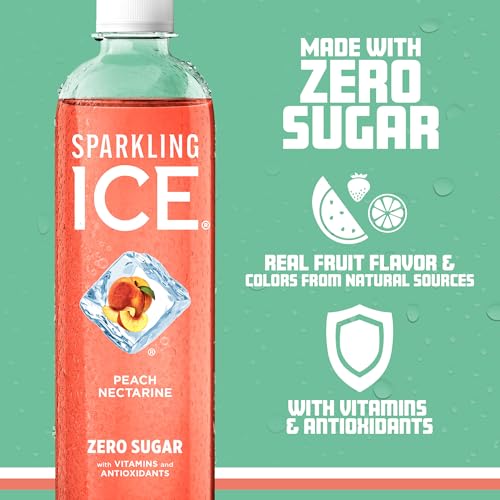 Image of Sparkling Ice, Peach Nectarine Sparkling Water, Zero Sugar Flavored Water, with Antioxidants and Vitamins, 17 fl oz Bottle