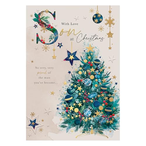 Words n Wishes Son Christmas Tree Christmas Card Multi Coloured 23.5 x 16.5 cms