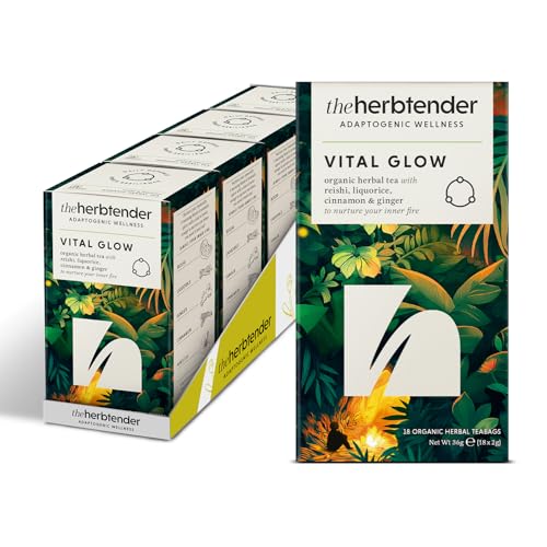 Vital Glow Organic Herbal Tea Ã¢â‚¬â€œ Healthy Blend with Clove Tea, Cinnamon, Ginger & Reishi Ã¢â‚¬â€œ Caffeine Free Herbal Teas Ã¢â‚¬â€œ 72 x Individually Wrapped Tea Bags Ã¢â‚¬â€œ 100% Organic Tea