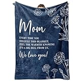 Gifts for Mom Christmas, Mom Birthday Gifts Blanket, Moms Gift for Women from Daughter Son, We Love You Present for Mother Mommy Mothers Day 60' x 50', Blue