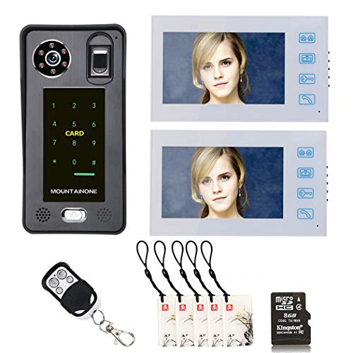 Video Türsprechanlage Türklingel Intercom System, Türsprechanlage mit 7 Zoll 2-Monitor 1-Kamera Für 1-Familienhaus, Nachtsicht, Fernbedienung