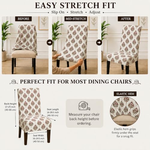 Image of Cloth Fusion Dining Table Cover with 6 Chair Covers, 6 Seater Table Cloth | Table cover and every chair cover in one matching print; 4-way stretch chair covers; 6 designs; washable, not PVC