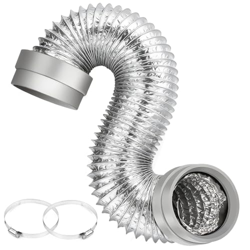 Image of MATEWORK 5FT Dryer Vent Hose 4 Inch, Heavy Duty Aluminum with Rubber Seals | 6-Layer Flexible Duct, Easy Install, Heat Resistant Insulated Exhaust Hose for Tight Spaces, Universal Vent Kit & 2 Clamps