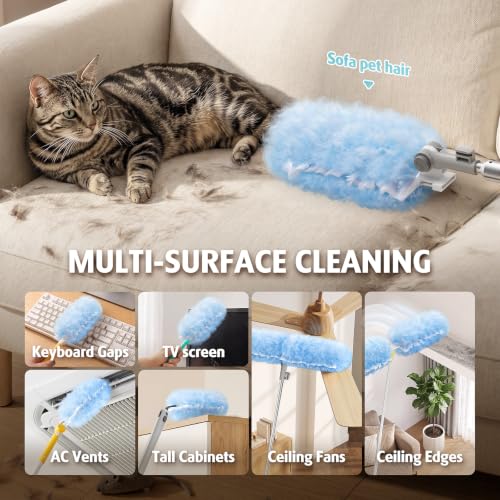 Image of 60 Count Electrostatic Duster Refills Compatible with Swiffer Duster, 6X Microfibers Heavy Duty 2 Side 360 Duster Refills, Disposable Multi Surface Dusters for Cleaning, Unscented
