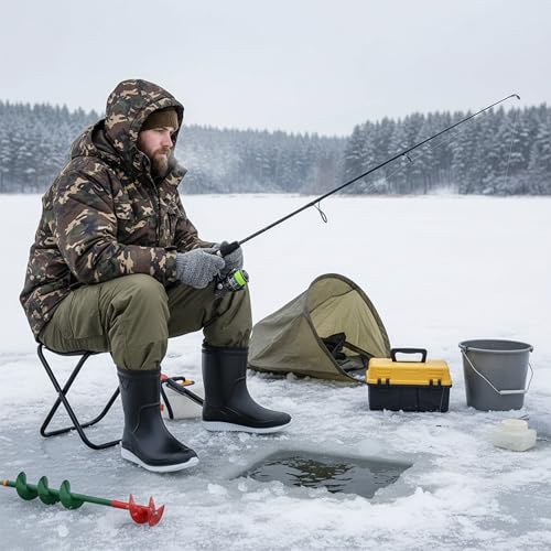 Image of Mens Rain Boots Non-Slip Rubber Waterproof Ankle Boots Rain Shoes